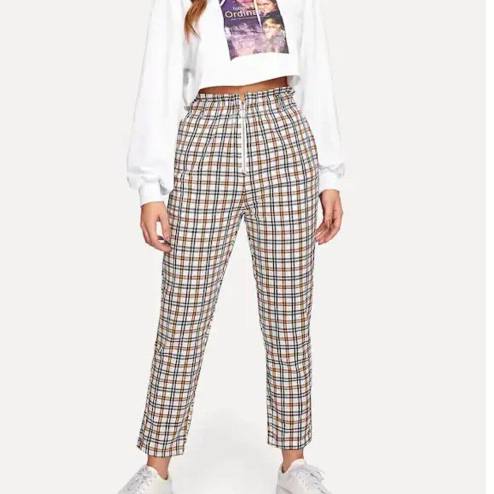 SHEIN Black and White Straight Leg Pants XS